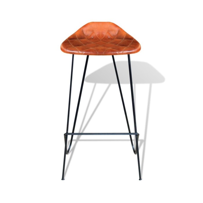 Chaises de bar 4 pcs Marron Cuir véritable