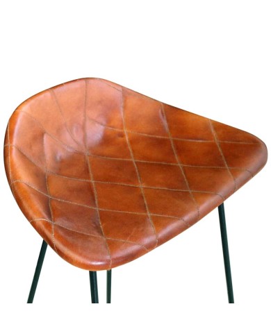 Chaises de bar 4 pcs Marron Cuir véritable