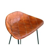 Chaises de bar 4 pcs Marron Cuir véritable