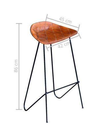 Chaises de bar 4 pcs Marron Cuir véritable