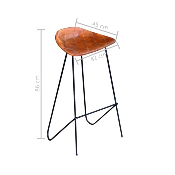 Chaises de bar 4 pcs Marron Cuir véritable
