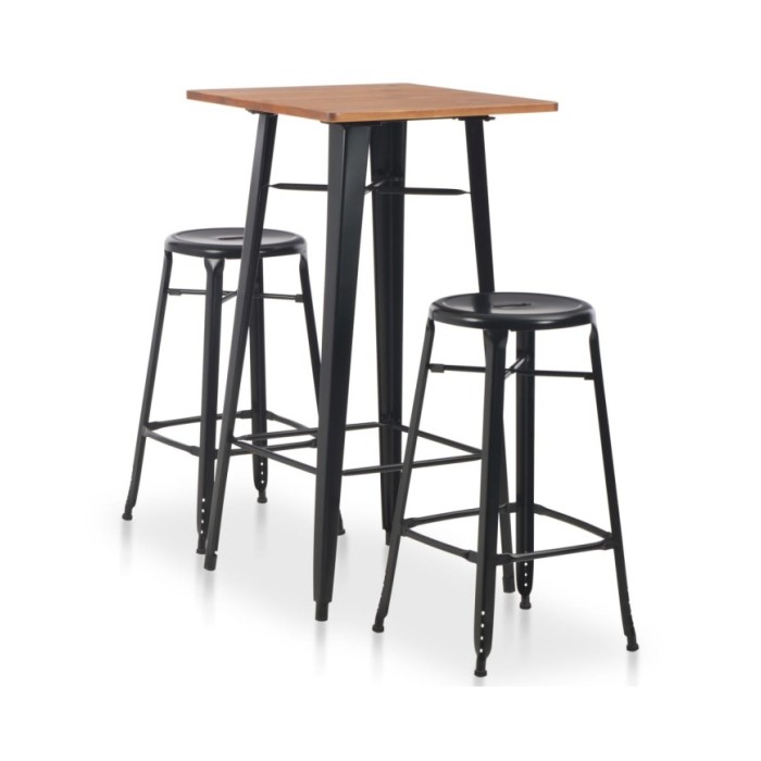 Mobilier de bar 3 pcs Acier Noir