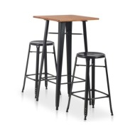Mobilier de bar 3 pcs Acier Noir