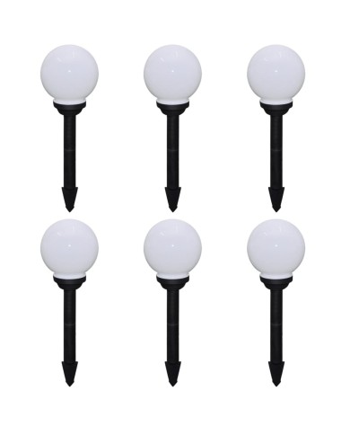 6 pcs Lampes d'allée d'extérieur à LED 20 cm et piquet au sol