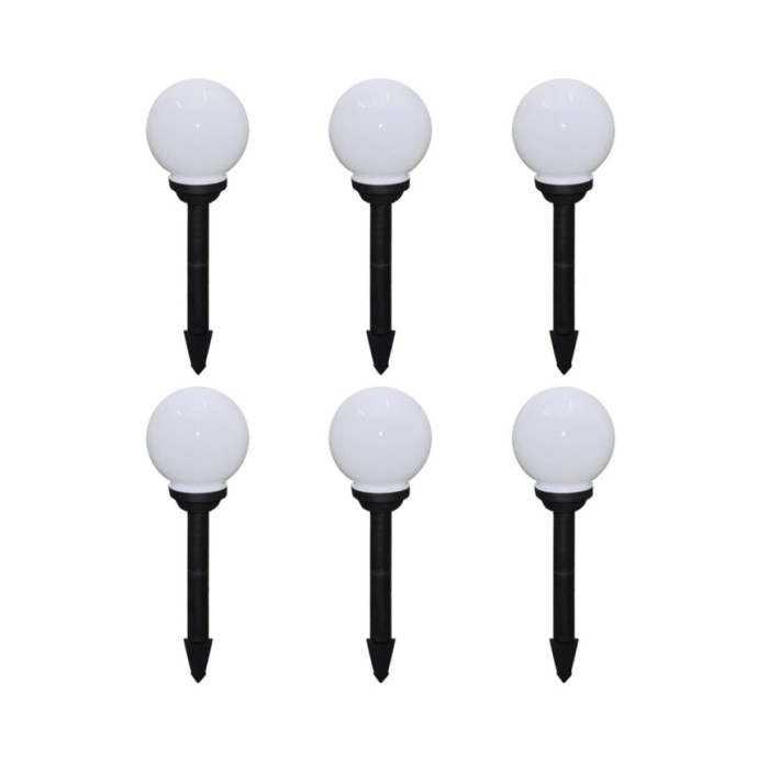6 pcs Lampes d'allée d'extérieur à LED 20 cm et piquet au sol