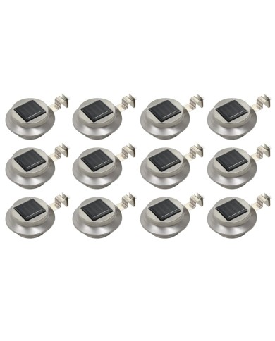 Lampes solaires à LED rondes d'extérieur 12 pcs 12 cm Blanc