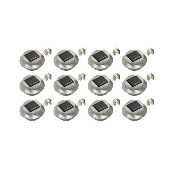 Lampes solaires à LED rondes d'extérieur 12 pcs 12 cm Blanc