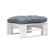 Repose-pied palette de jardin avec coussin gris Blanc Bois