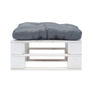 Repose-pied palette de jardin avec coussin gris Blanc Bois
