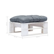Repose-pied palette de jardin avec coussin gris Blanc Bois
