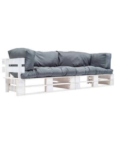 Canapés de jardin palette 2 pcs avec coussins Gris Pinède