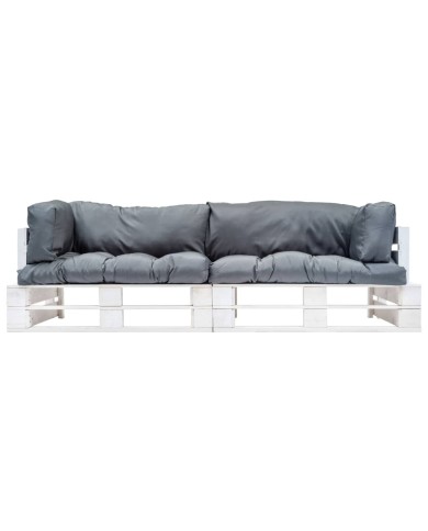Canapés de jardin palette 2 pcs avec coussins Gris Pinède
