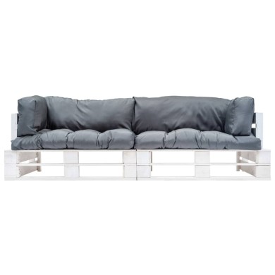 Canapés de jardin palette 2 pcs avec coussins Gris Pinède