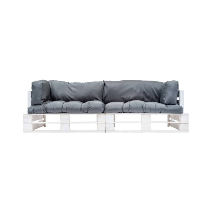 Canapés de jardin palette 2 pcs avec coussins Gris Pinède