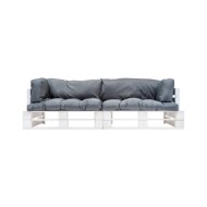 Canapés de jardin palette 2 pcs avec coussins Gris Pinède
