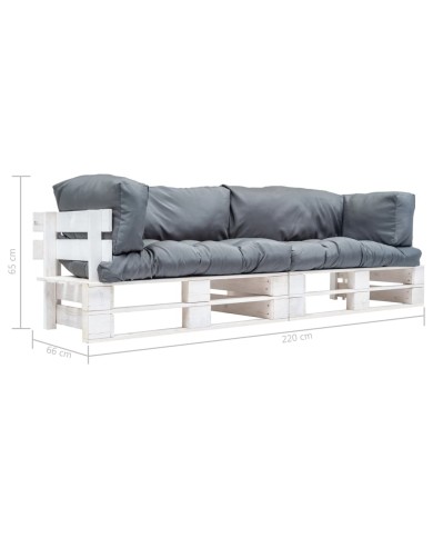 Canapés de jardin palette 2 pcs avec coussins Gris Pinède