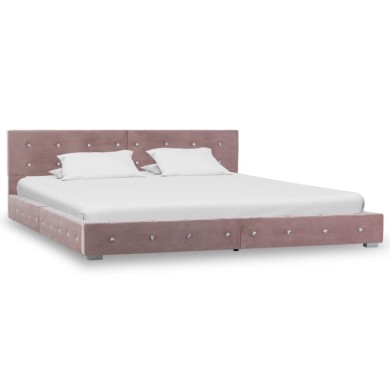 Lit avec matelas Rose Velours 160 x 200 cm 
