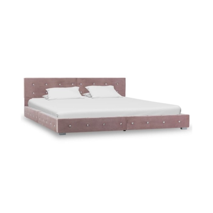 Lit avec matelas Rose Velours 160 x 200 cm 