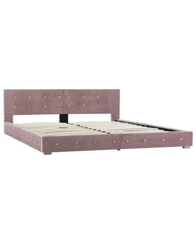Lit avec matelas Rose Velours 160 x 200 cm 