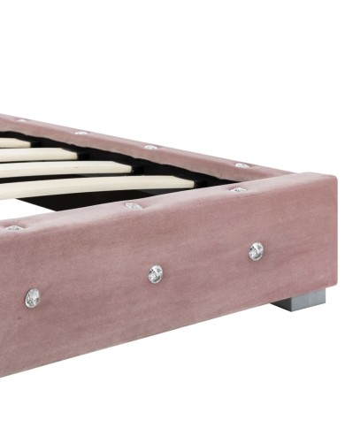 Lit avec matelas Rose Velours 160 x 200 cm 