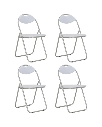 Chaises pliantes de salle à manger 4 pcs Blanc Similicuir