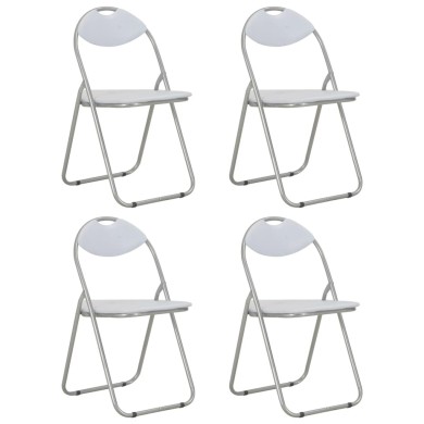 Chaises pliantes de salle à manger 4 pcs Blanc Similicuir