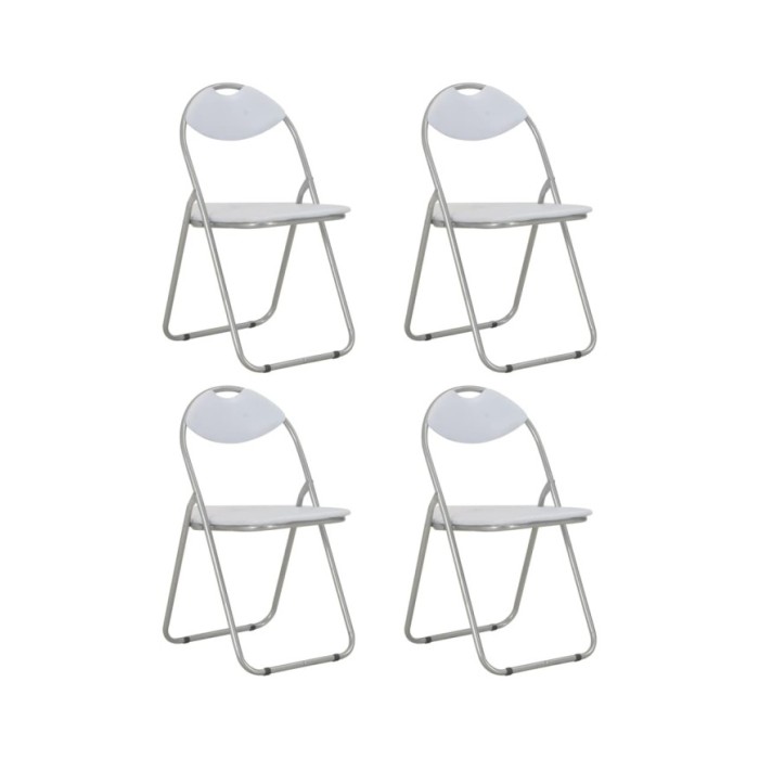 Chaises pliantes de salle à manger 4 pcs Blanc Similicuir