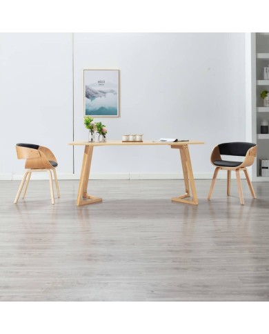 Chaises de salle à manger 2 pcs Noir Bois courbé et similicuir