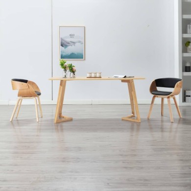 Chaises de salle à manger 2 pcs Noir Bois courbé et similicuir