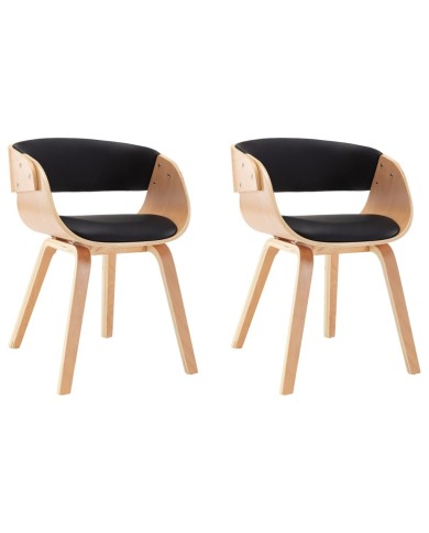 Chaises de salle à manger 2 pcs Noir Bois courbé et similicuir