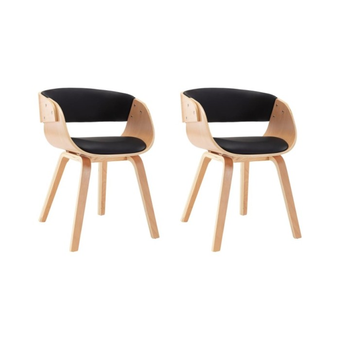 Chaises de salle à manger 2 pcs Noir Bois courbé et similicuir