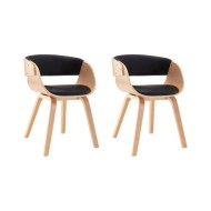 Chaises de salle à manger 2 pcs Noir Bois courbé et similicuir