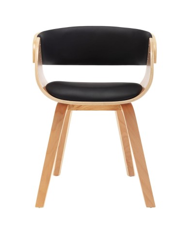Chaises de salle à manger 2 pcs Noir Bois courbé et similicuir