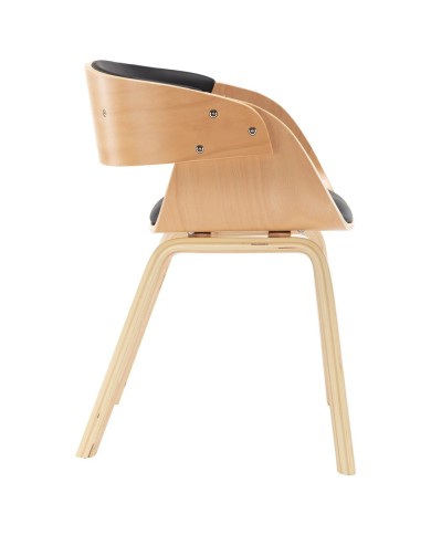 Chaises de salle à manger 2 pcs Noir Bois courbé et similicuir