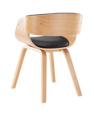 Chaises de salle à manger 2 pcs Noir Bois courbé et similicuir