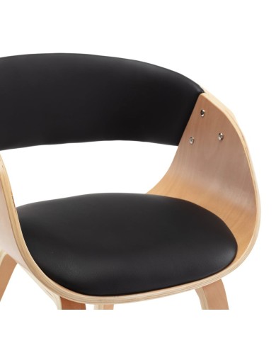 Chaises de salle à manger 2 pcs Noir Bois courbé et similicuir