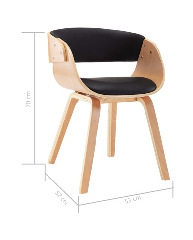 Chaises de salle à manger 2 pcs Noir Bois courbé et similicuir