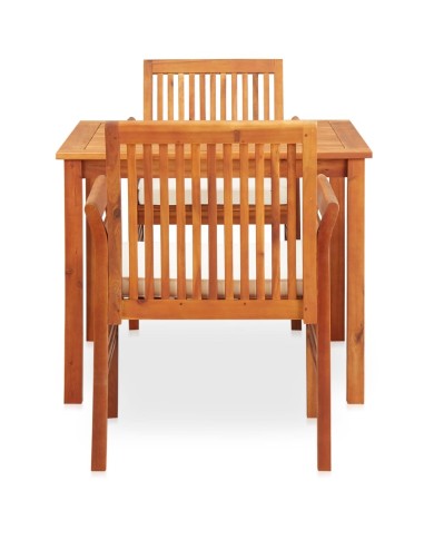 Mobilier à dîner d'extérieur 3 pcs et coussins Acacia solide