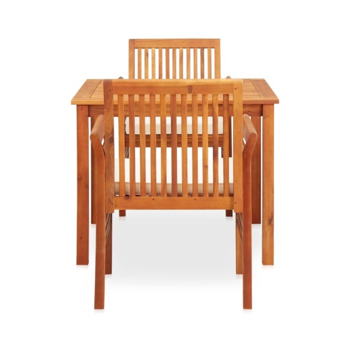 Mobilier à dîner d'extérieur 3 pcs et coussins Acacia solide
