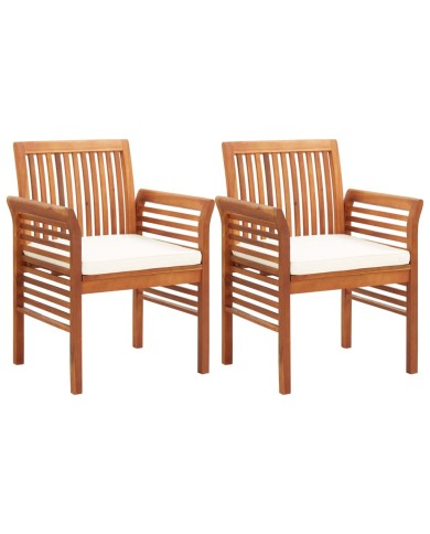 Mobilier à dîner d'extérieur 3 pcs et coussins Acacia solide