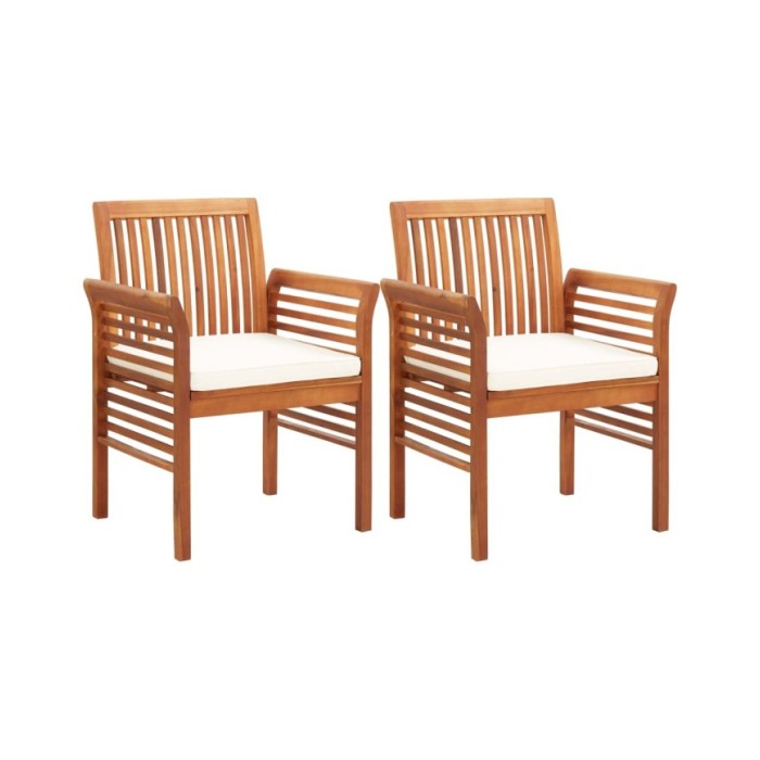 Mobilier à dîner d'extérieur 3 pcs et coussins Acacia solide