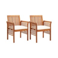 Mobilier à dîner d'extérieur 3 pcs et coussins Acacia solide