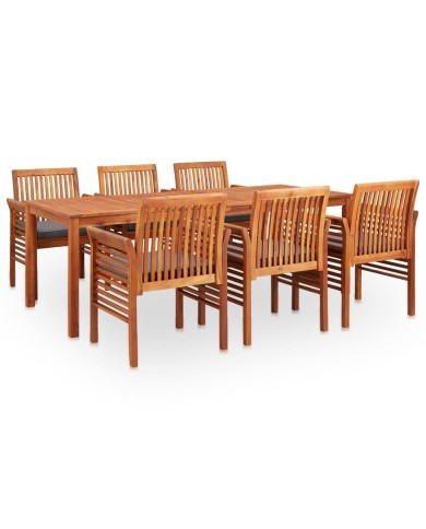 Mobilier à dîner d'extérieur 7 pcs et coussins Acacia solide