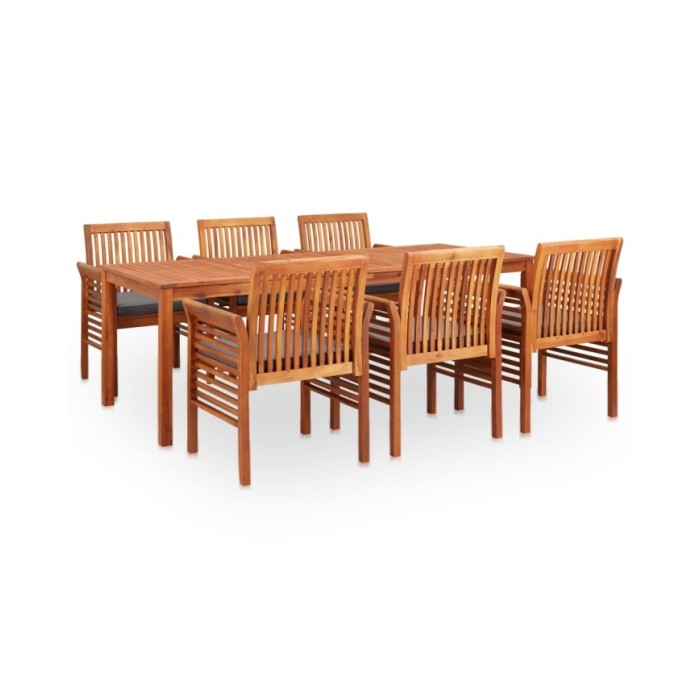 Mobilier à dîner d'extérieur 7 pcs et coussins Acacia solide