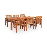 Mobilier à dîner d'extérieur 7 pcs et coussins Acacia solide