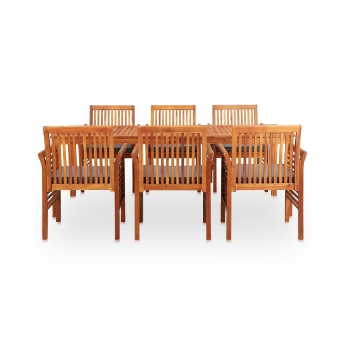 Mobilier à dîner d'extérieur 7 pcs et coussins Acacia solide