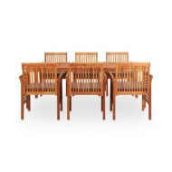 Mobilier à dîner d'extérieur 7 pcs et coussins Acacia solide