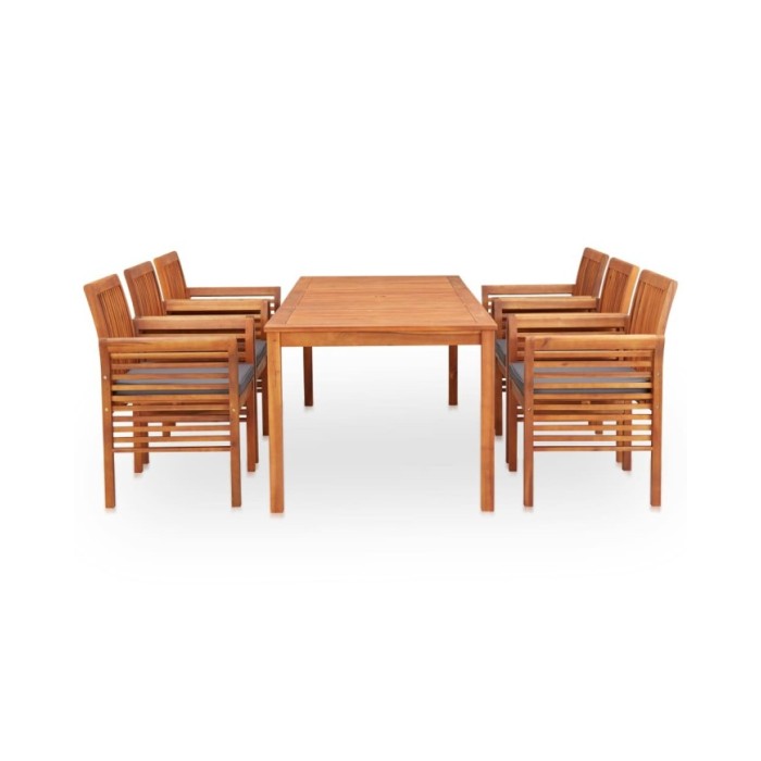 Mobilier à dîner d'extérieur 7 pcs et coussins Acacia solide