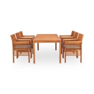 Mobilier à dîner d'extérieur 7 pcs et coussins Acacia solide