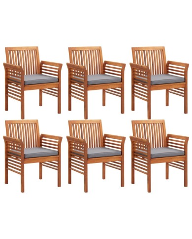 Mobilier à dîner d'extérieur 7 pcs et coussins Acacia solide